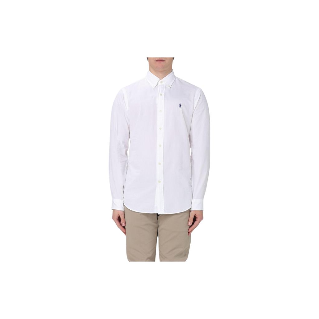 Polo Ralph Lauren Solid Color Button Long Sleeve Shirt Men Shirts White 710938519-001