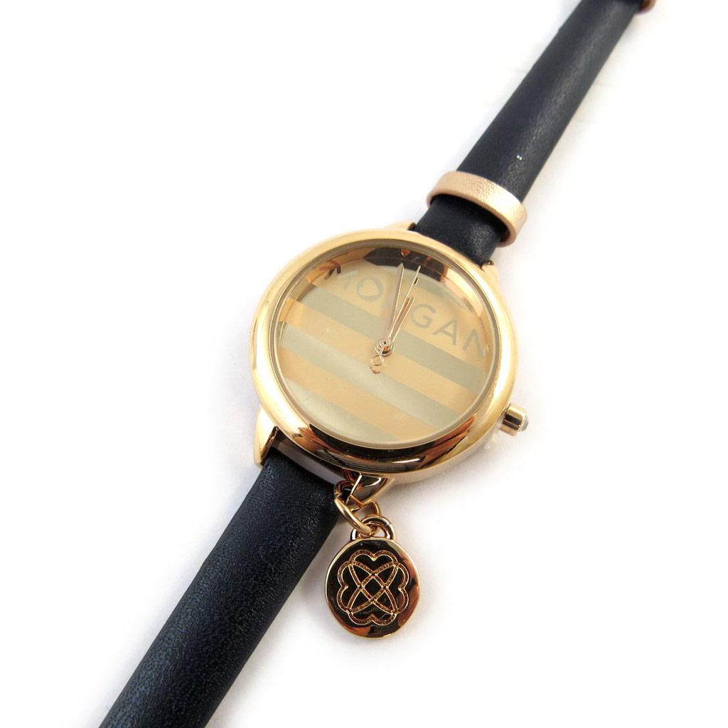 Morgan [N6996] - Designer Watch 'Morgan' Rose Gold Black (Stripes)