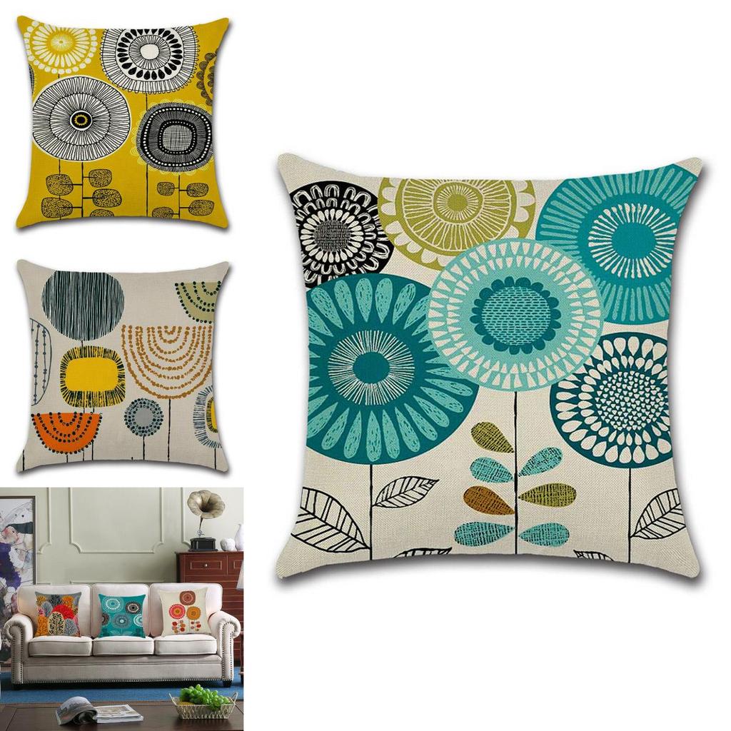 Elegant Fashion Flower Cotton Linen Cushion Cover For Home Bed Sofa Decor 45cm