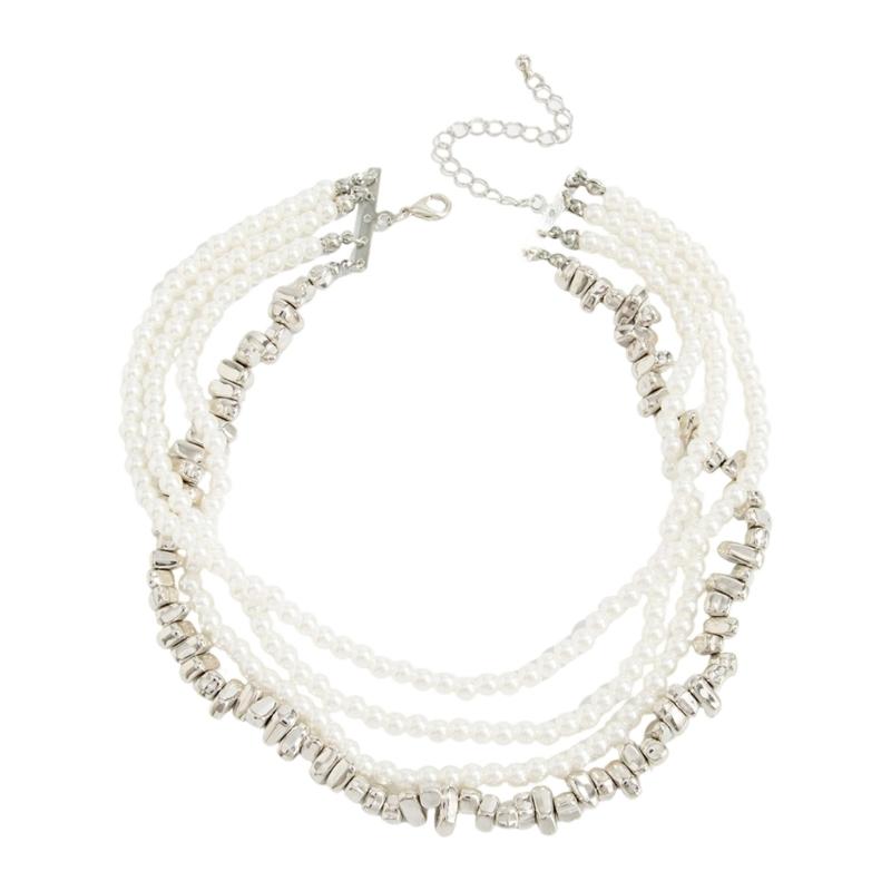 Vintage Metal Stylish Collar Necklace with Exquisite Imitation Pearls for Women Trendy Jewelry Accessory