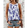 Damen Tanktop T-Shirt mit Print und gemusterten kurzen Ärmeln, ärmelloses Damen Rundhals-T-Shirt