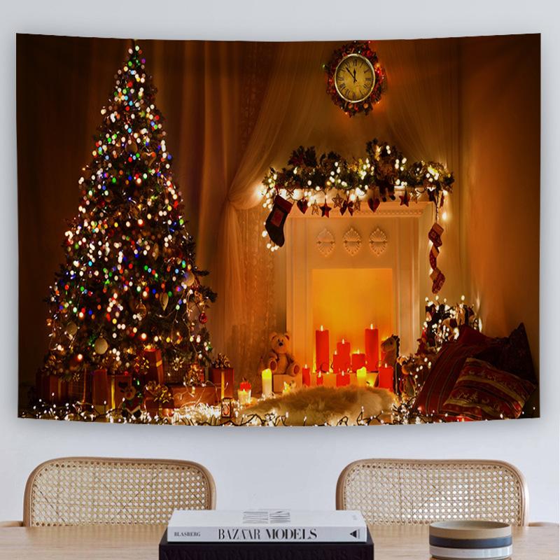 Customizable Christmas Backdrop Nordic-style Cross-border E-commerce Fireplace Tapestry Home Decor Photo Prop Hanging Cloth