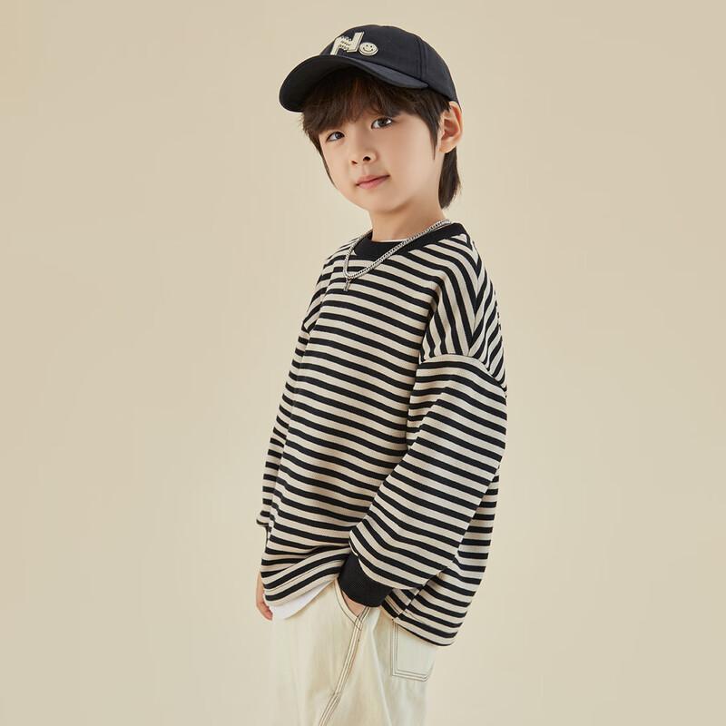 Boys  Striped Long Sleeve Crewneck Sweatshirt 110