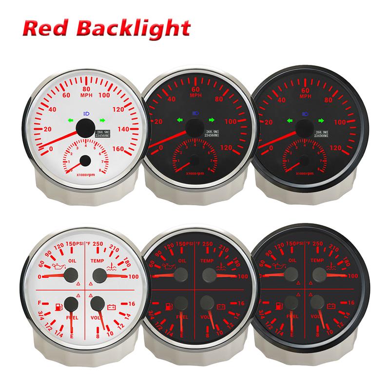 ELING 110MM GPS Speedometer 0-120KMH 0-200KM/H 0-120M 0-160MPH with RPM Tachometer with 4in1 Multifunction Meter with Backlight