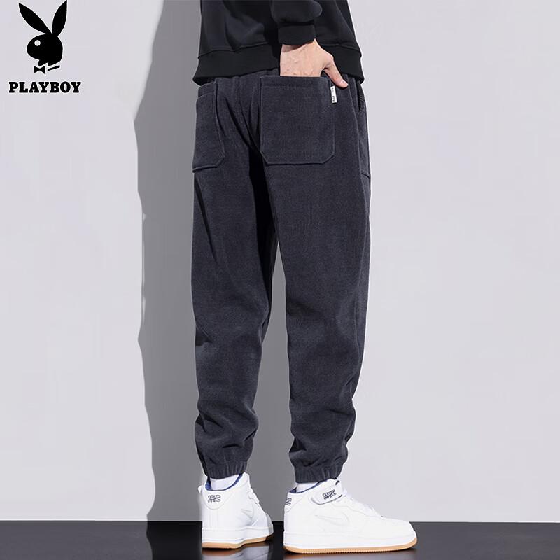 PLAYBOY Men's Corduroy Tapered Drawstring Sweatpants