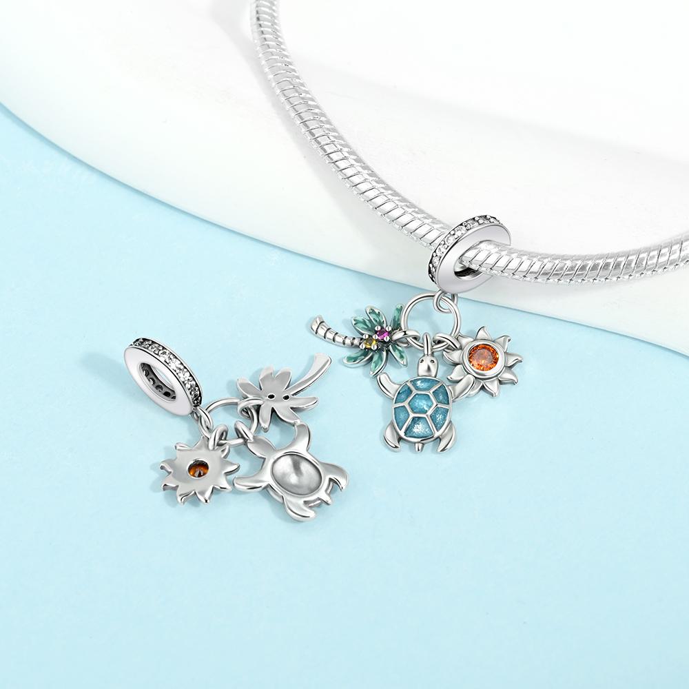 Copper Original Blue Charm Elephant Crab Butterfly Turtle Starfish Shell Demon Eye For Pan Bracelet Jewellery