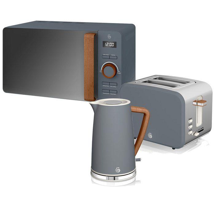 Set petit-déjeuner bouilloire grille-pain micro-ondes 20L Nordic Gris SWAN STRP1060GRYNEU Gris 44300