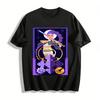 Cyber Chinese Style Purple-haired Sword Girl Print Top Trendy Cool Loose Casual Versatile T-shirt Pure Cotton T-shirt