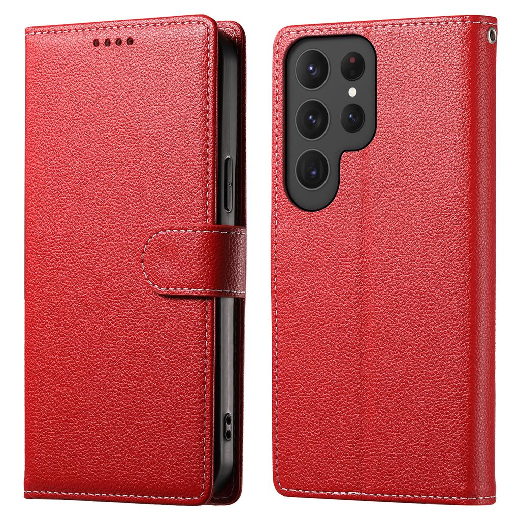 DF-012 For Samsung Galaxy S24 Ultra Case Litchi Texture Leather Wallet Stand Phone Cover