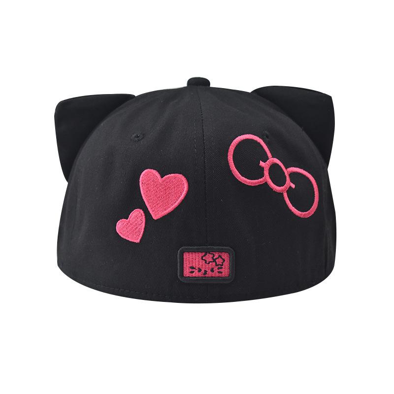 Hip-hop Girl Cap Flat Hat Kitty Embroidery Cat Pattern Fashion Spring Autumn Flat Brim Hat Cap Hip Hop Fitted Cap Youth Tide Cap