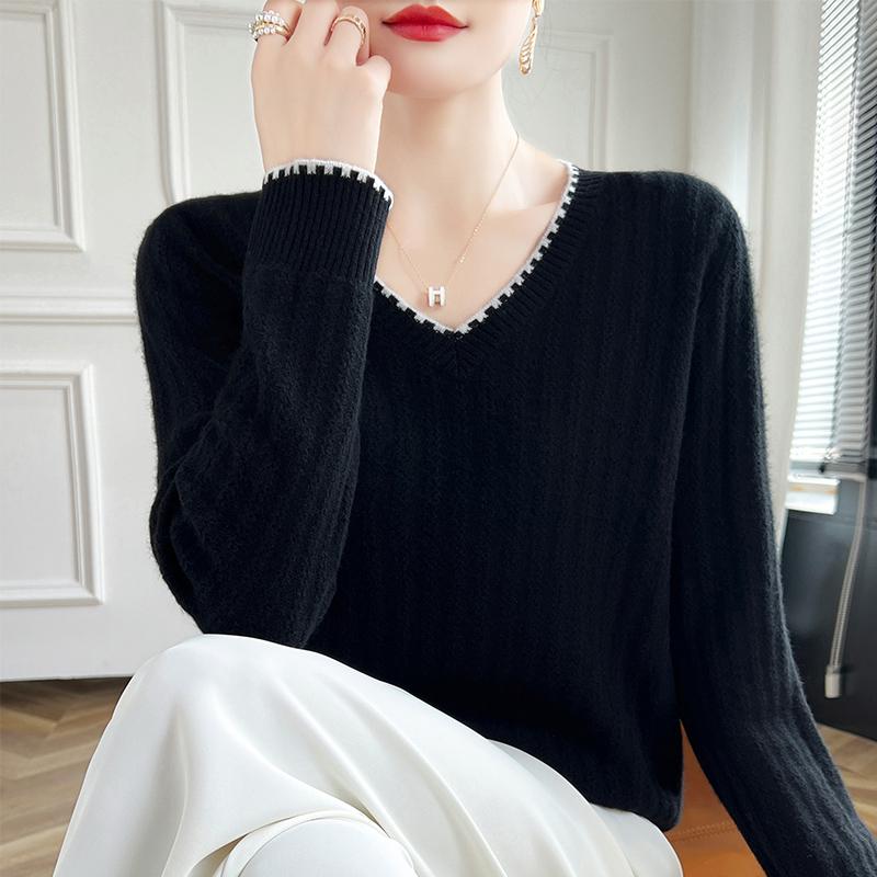 Dámský kašmírový svetr Qinghe kašmír 30% kašmír 70% vlna podzimní a zimní kašmírový svetr měkký a teplý