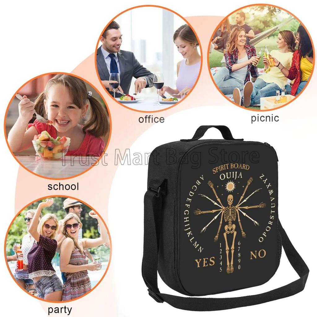 Skeletons Insulated Lunch Bag with Adjustable Shoulder Strap Reusable Zipper Cooler Bento Tote Bags