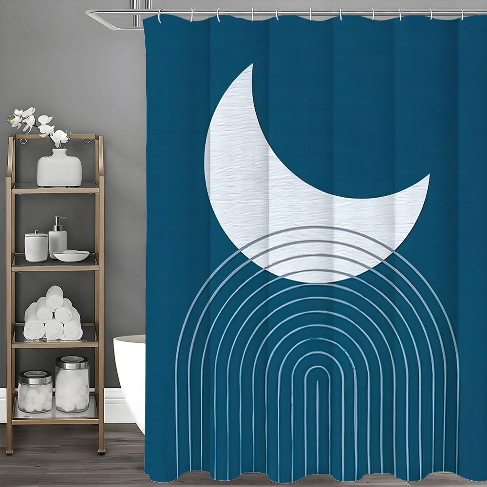 

Moon Arch Modern Minimalist Shower Curtain, Bathroom Decorative Shower Curtain, Waterproof Shower Curtain with Hooks 90*180cm