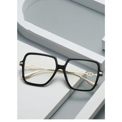 Modne Oversized Kwadratowe Okulary Retro Damskie Blokujące Światło Metalowa Oprawka Trend Optyczne Okulary Komputerowe