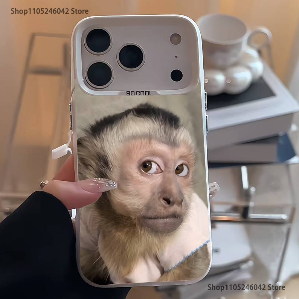 Monkey Sipping C-Caprisun Phone Case For iPhone 17,16,15,14,13,12,11,Pro,XS,Max,Plus,Mini,SE4,E White Matte Shockproof Cover