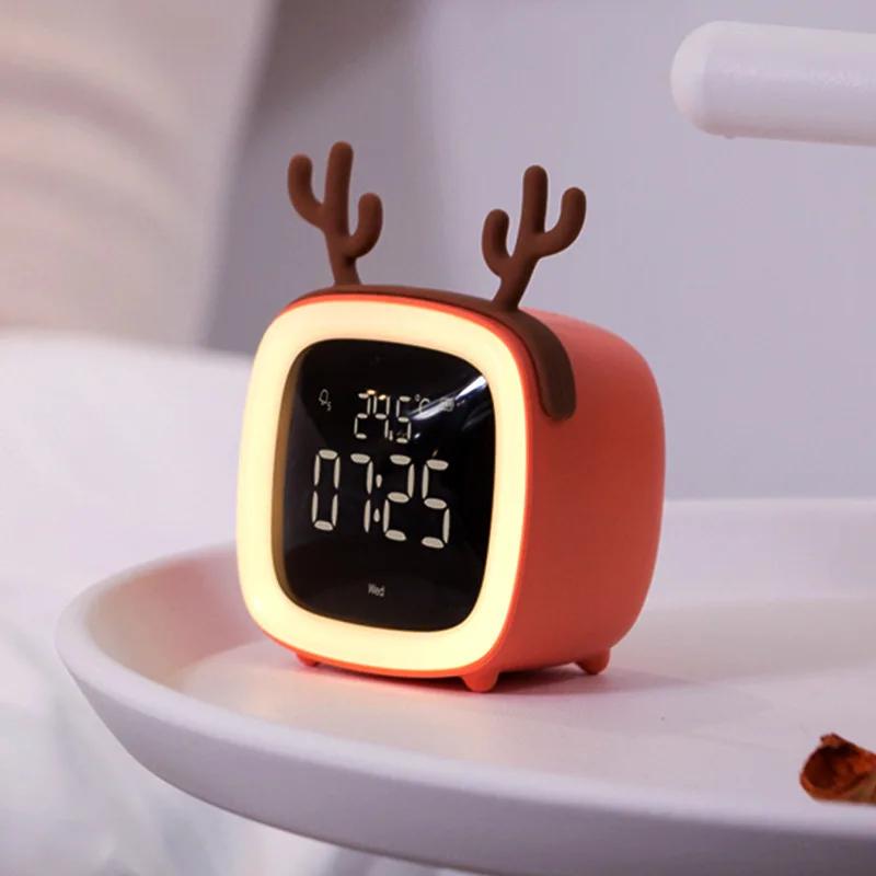 Creative Cross-border Cute Pet TV Alarm Clock Plastic Digital Clock Usb Charging Student Lazy Dormitory Alarm