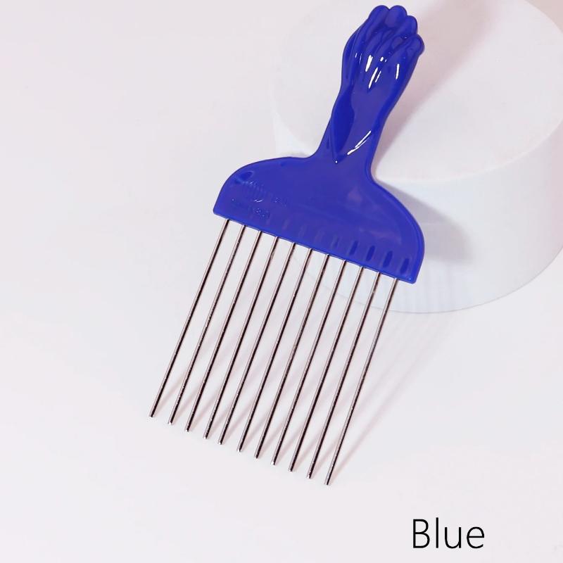 

1 шт. Профессиональная масляная расческа со вставкой стальной иглы, антистатическая расческа для окрашивания и пробора, инструменты для мужской укладки и женской прически синий
