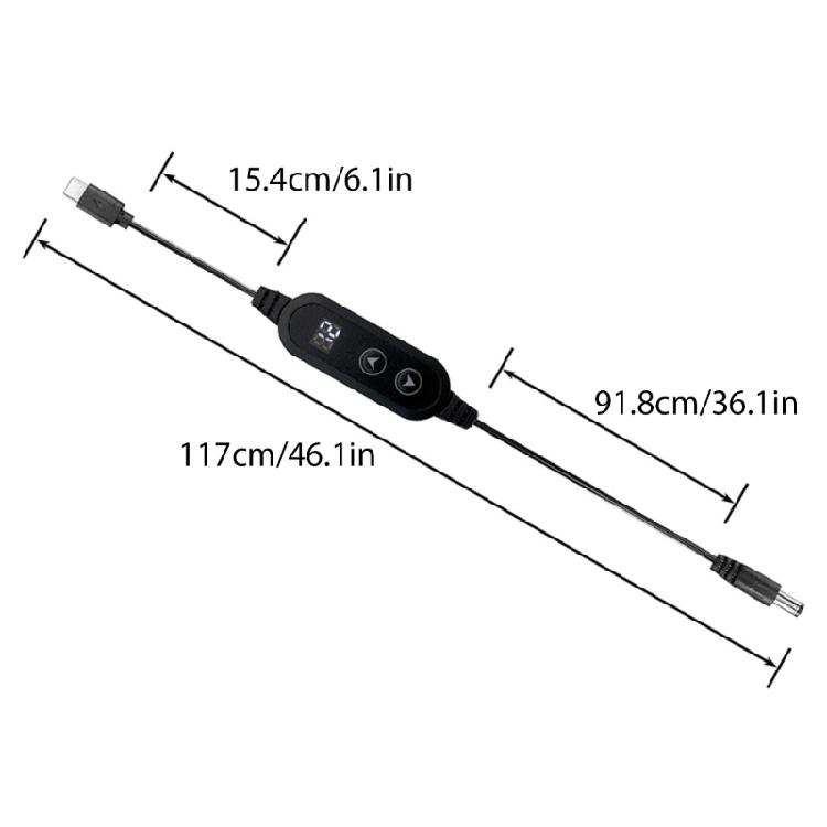 Type C to DC5521 Adapter Cable Adjustable Voltage 5V9V12V15V20V for Laptops and Electronic Gadgets