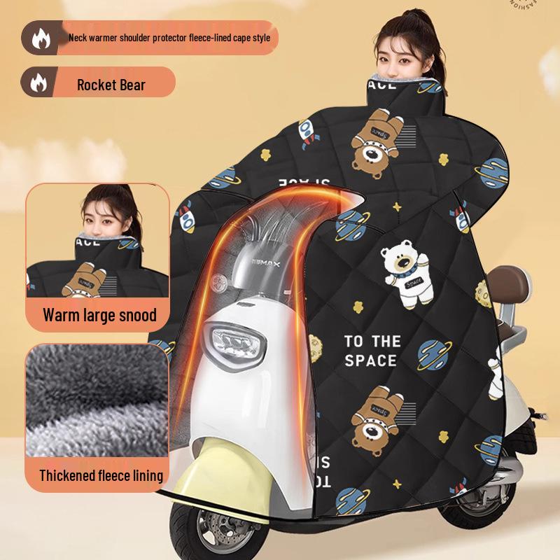 Winter Windproof Plush Electric Bicycle & Motorcycle Cover - Thickened, Enlarged, Waterproof, Coldproof.