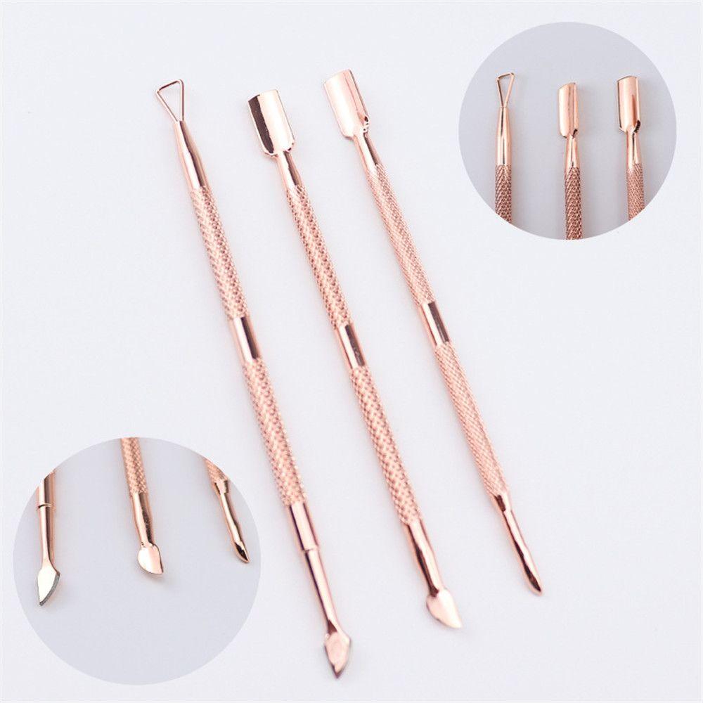 New Dual-ended Stainless Steel UV Gel Clean Stick Cuticle Pusher Nail Polish Remover Triangle Rod