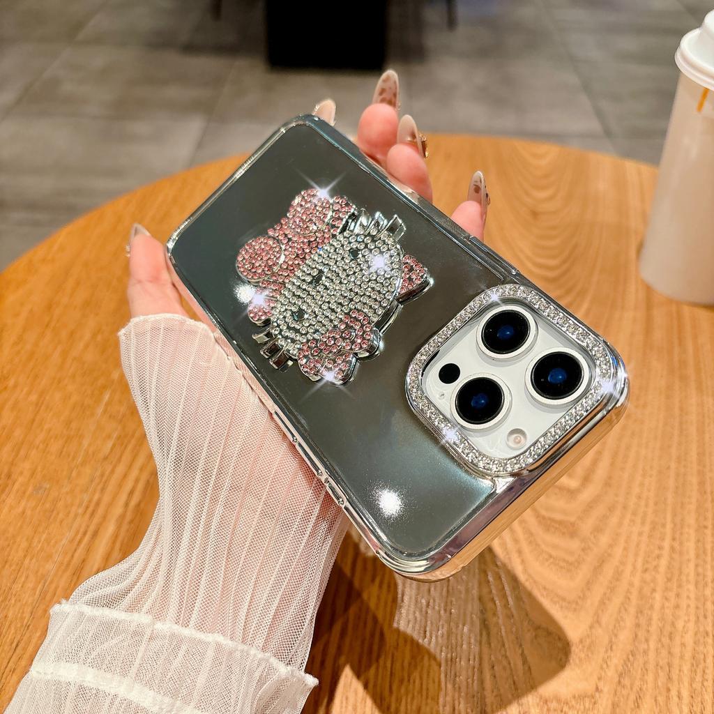 Electroplated Flash Diamond Lens Mobile Phone Case Is Suitable for Apple 16PROMA Diamond Bear Protective Case 14/13 Protective Case