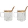 Bamboo and Glass Sugar Bowl - Home ESPRIT - Set of 12 - 350 Ml - 11.7x8.7x14 Cm - Multicoloured - Modern Design