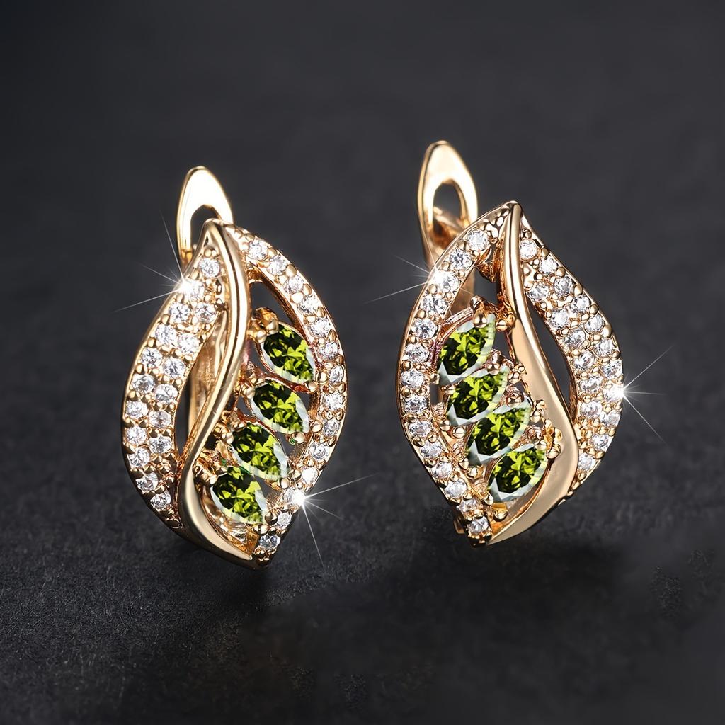 New Micropaved Zircon Leaf Earrings, High-end Jewelry