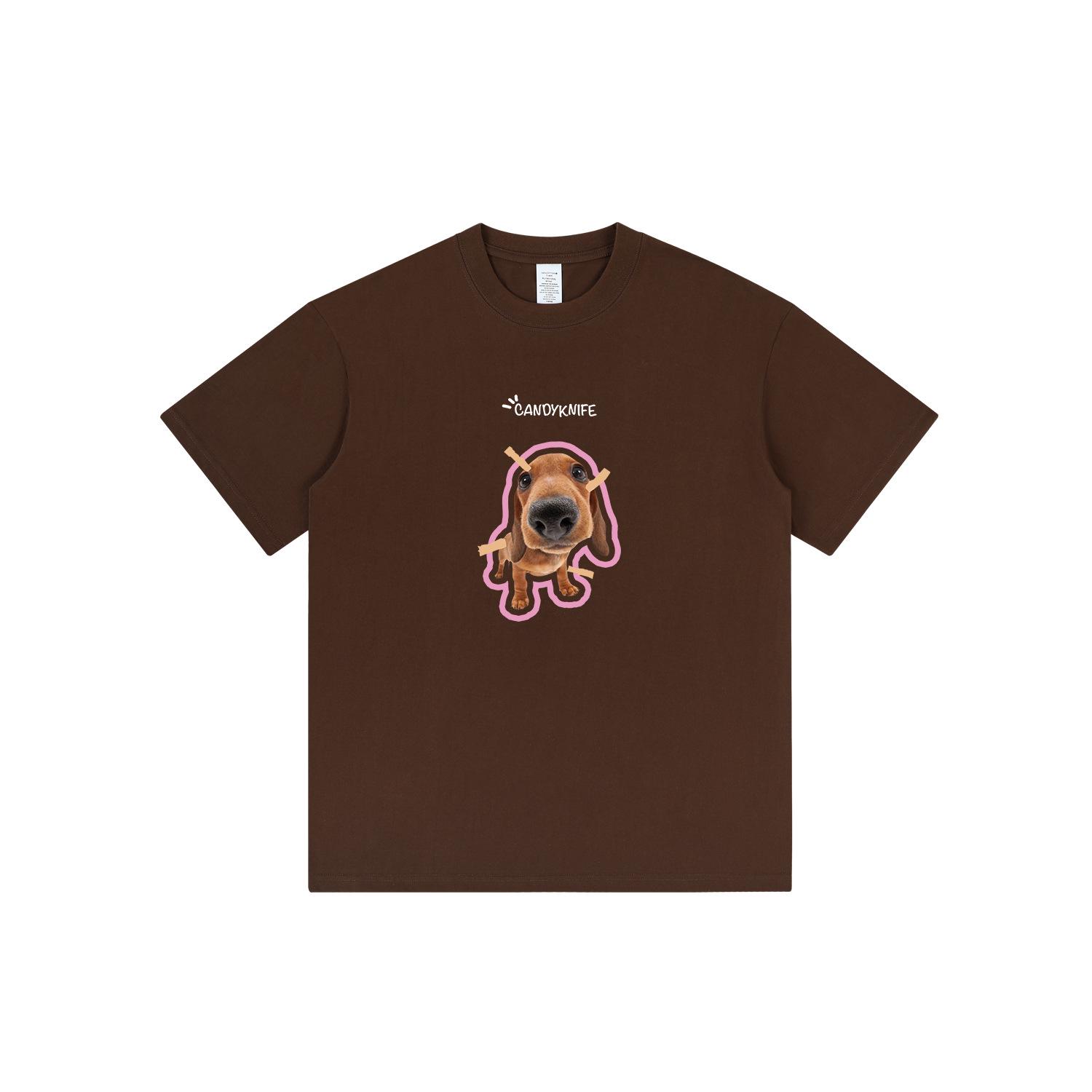 

Trendy Fun Puppy Print Short-Sleeve T-Shirt - Versatile, Loose, Summer Fashion Small білий