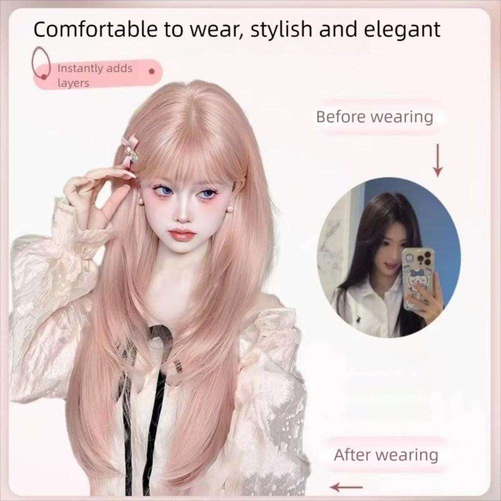 Harajuku Long Straight Synthetic Hair Lolita Halloween Cosplay Wig with Bangs for Women