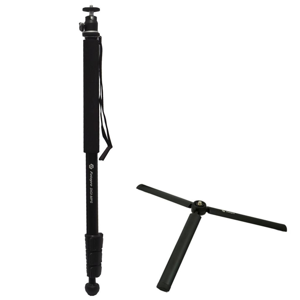 Fotopro Monopod Support Tripod Black Ball Head Aluminum 816856 + DIGI-MPS 4-Stage Self-Standing