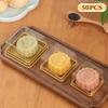 50Pcs Sealed Moon Cake Boxes 50/75/100g Cookies Storage Box Plastic Muffin Container  Pastry Display