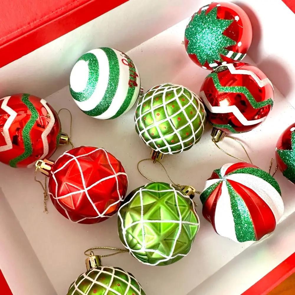 16/45PCS Fashion Plastic Christmas Ball Set Electroplated 3-6cm Xmas Ornament Ball Hanging Reindeer Christmas Tree Balls Home