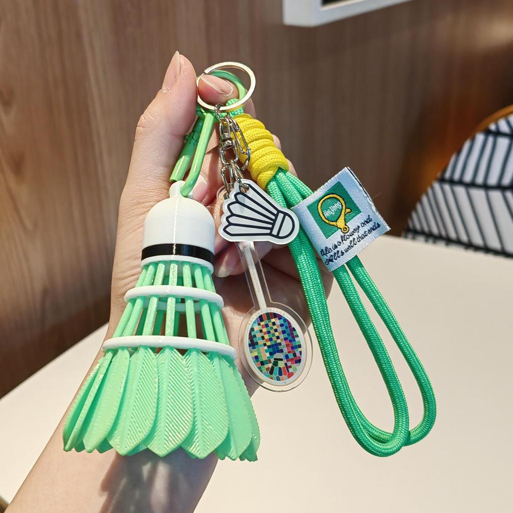 High-Value Rainbow Badminton Pendant Keychain: Creative Sports Backpack Decoration & Gift