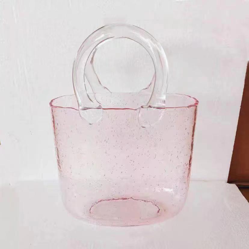 Elegant Geometric Handbag Vase Chic Oblong Glass Decor for Hydroponic & Traditional Arrangements