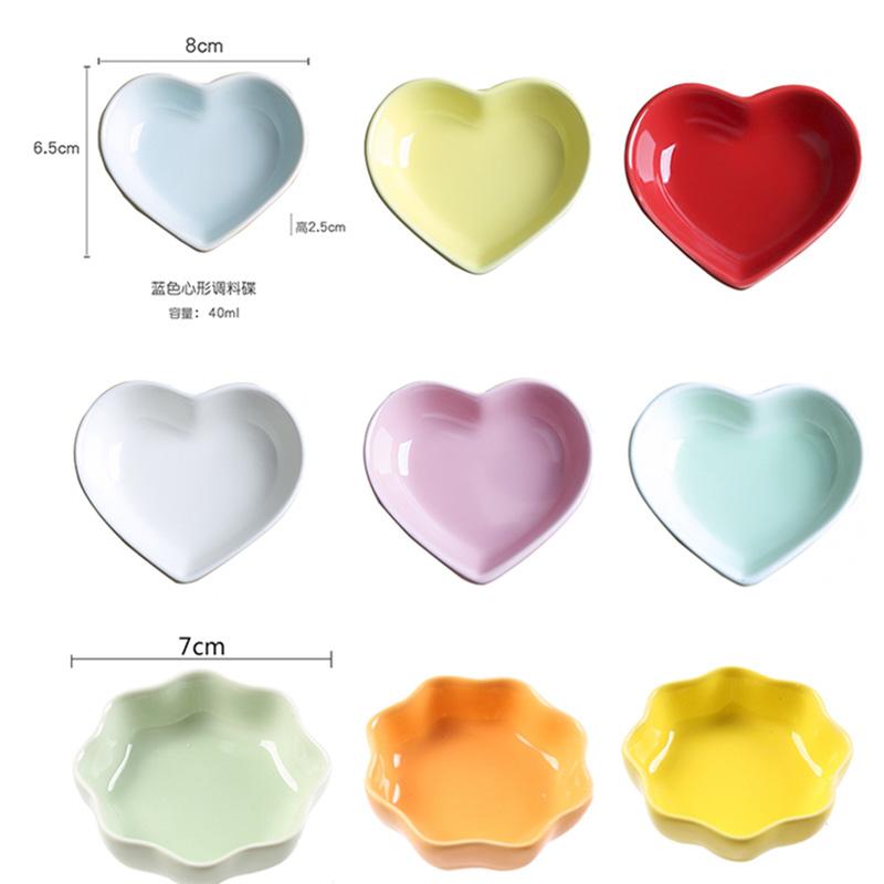 Nordic Heart Ceramic Dish Home Candy Fruit Plate Couple Heart Jewelry Plate Restaurant Seasoning Dish Tableware Kitchen Utensils