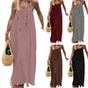 Summer Backless Cami Dress for Women Flowy Beach Vacation Maxi Sundress Spaghetti Strap Loose Lounge Dress