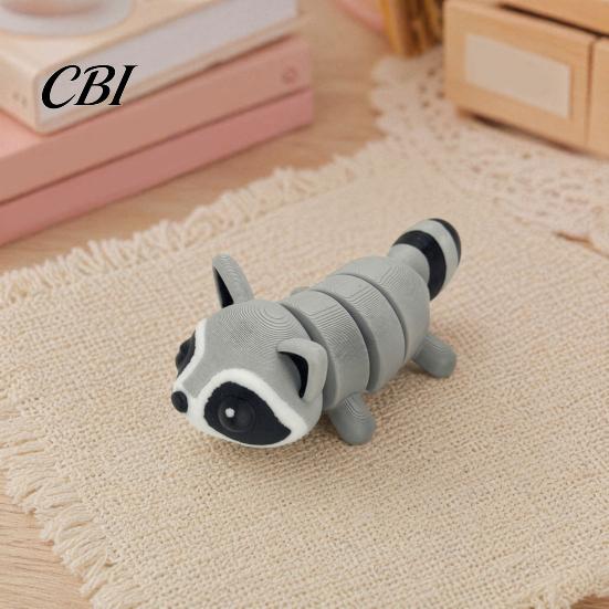 Stress Relief Toy 3D Printed Raccoon Figurine Decoration with Movable Joints, Cute Articulated Soft Color Decor Animal Desktop Ornament, for