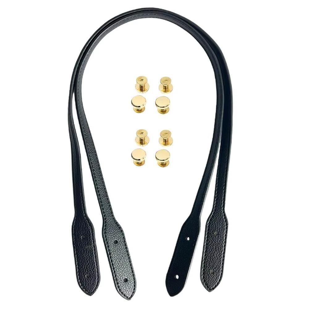 

2pcs New PU Leather Bag Handle Belts DIY Replacement Shoulder Bag Strap with 4 Sets of Rivets Detachable Bag Accessories Women чёрный