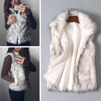 Stehkragen Ärmellose Taschen Einreihige Damen Herbst Winter Weste Verdickte Kunstpelz Weste