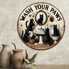 Vintage Black Cat Aluminum Sign - 8"x8" Round Metal Wall Decor for Bathrooms, Garages, Home Bars, Man Caves and Outdoor Spaces