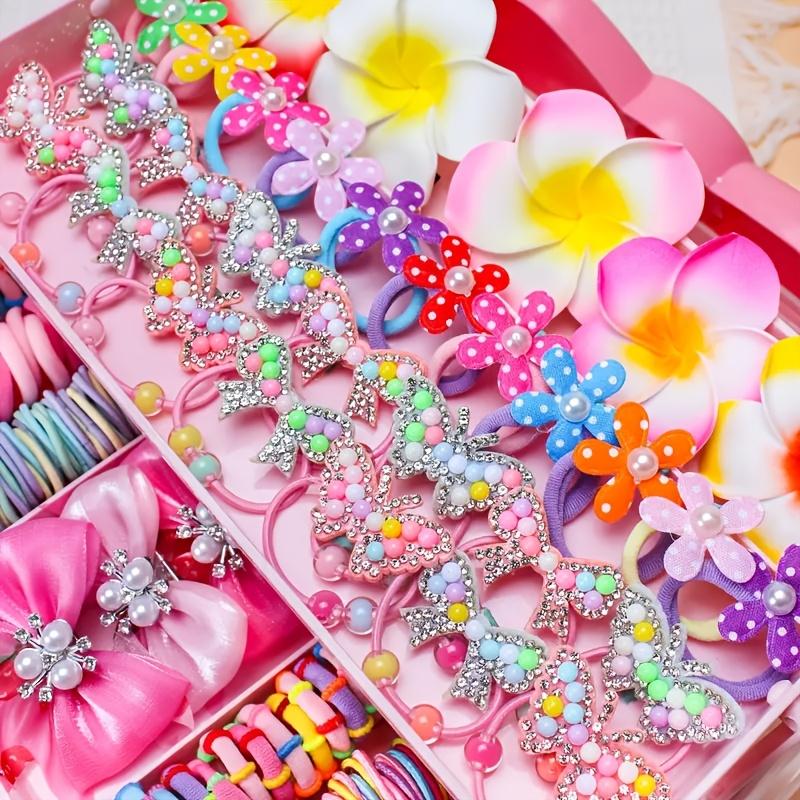 Zestaw tematycznych akcesoriów do włosów | Zawiera gumki do włosów, spinki, spinki motylki oraz akcesoria w kształcie kwiatów - Idealny do codziennego użytku
