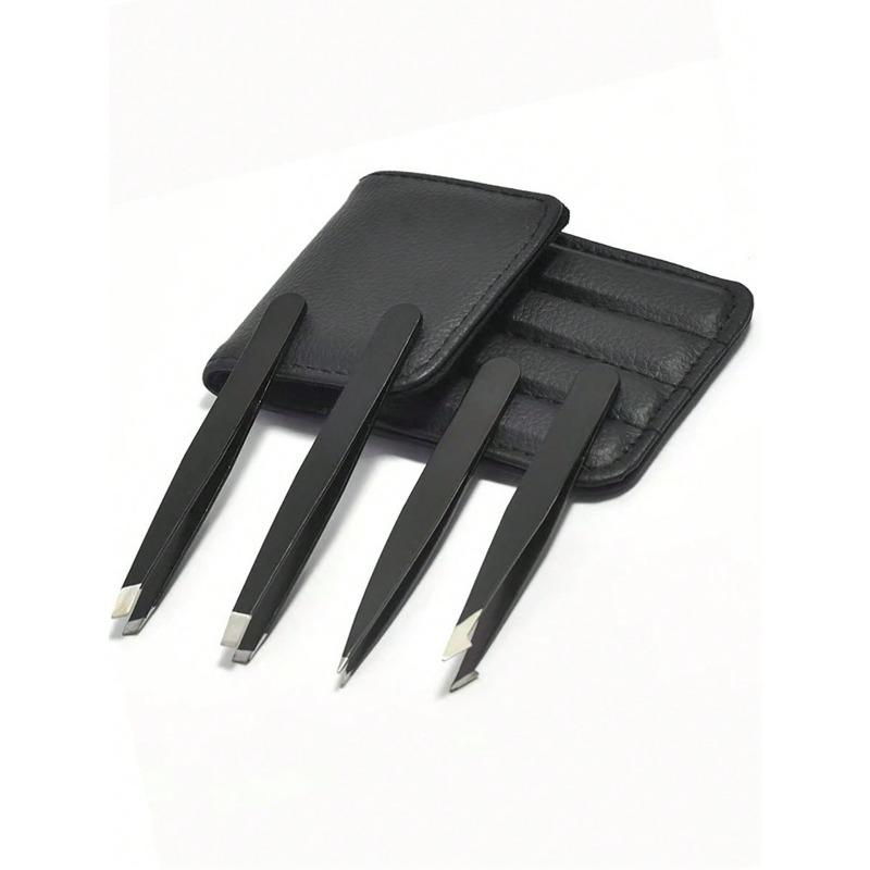 4pcs/Set Eyebrow & Eyelash Tweezer Grooming Kit, Professional Beauty Tools For Eyebrow & Eyelash Shaping, Makeup Accessories,Tweezers