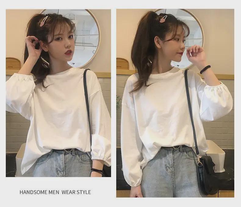 2025 neues Herbst-koreanisches Loose-Fit-Laternenärmel-Langarm-T-Shirt für Frauen