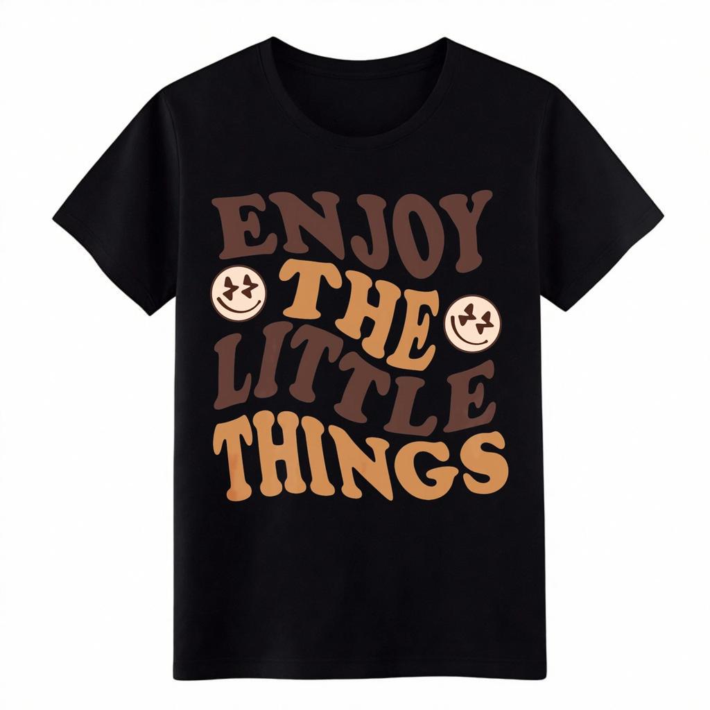 Groovy Washed Print Tee Unisex Enjoy The Little Things Smiley Face Trendy Shirt