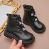Girls Ankle Boots Children Fashion Boots Zipper Kids Princess Leather Boots All Match Anti-Slippery Non-slip Size 26-37