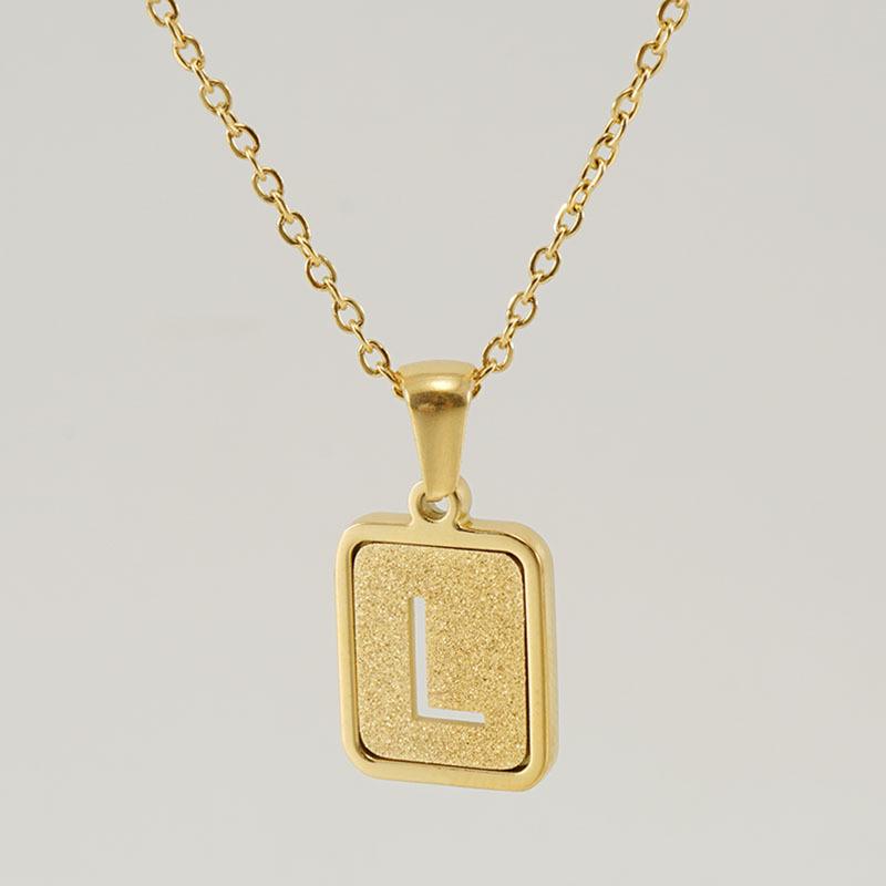 26-Letter Gold Sand Pendant Necklace for Women: Summer Collection, European/American Style, Titanium Steel, and 18K Stainless Steel Clavicle Chain.