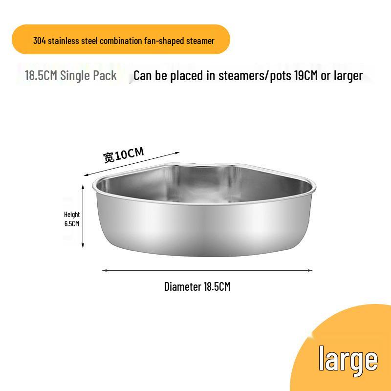 

Enlarged Fan-Shaped 304 Stainless Steel Steaming Rack with Rice Cooker Steaming Cup, Bowl, and Plate