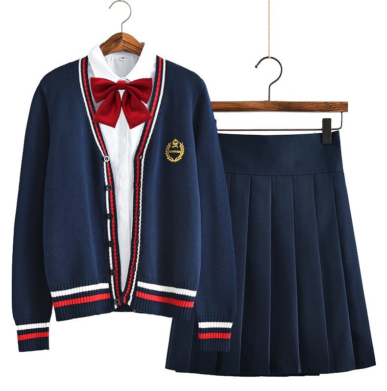 Women's Thickened JK Cardigan Sweater - Autumn/Winter Japanese College Style Embroidered Long Sleeve Knitwear