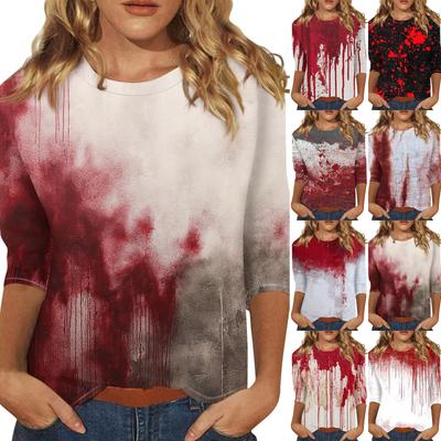 Damesmode casual ronde hals 3/4 mouw los bedrukt T-shirt dames top
