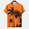T-shirt Hawaiana da Uomo Stampata 3D, Maglietta Casual Estiva a Maniche Corte con Girocollo, Top con Stampa di Palma